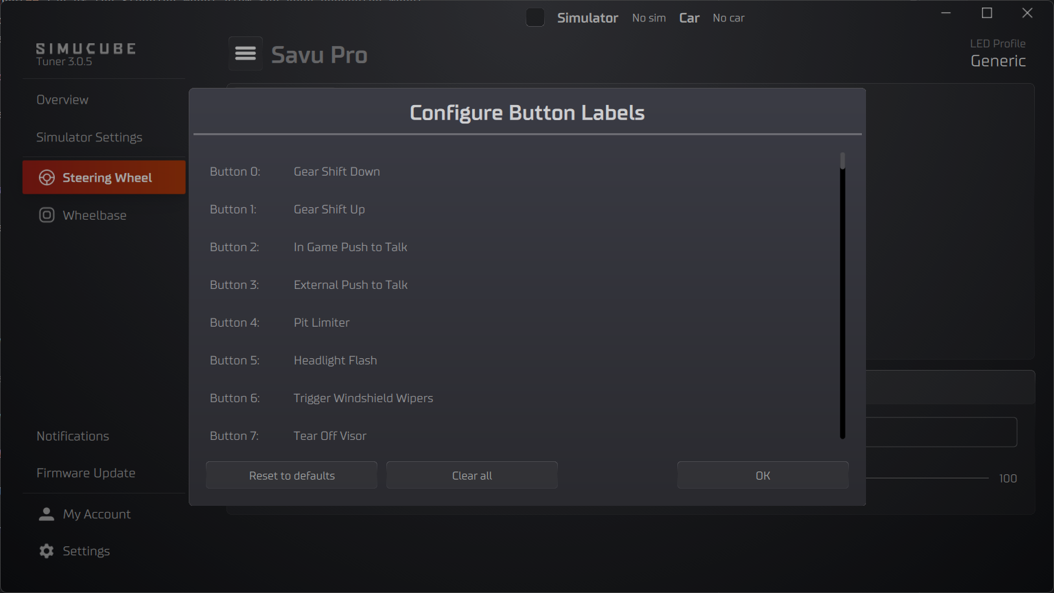 Configure Button Labels dialog