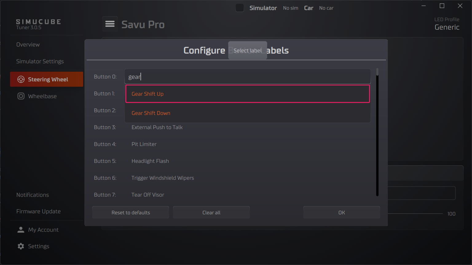 Searchable label dropdown